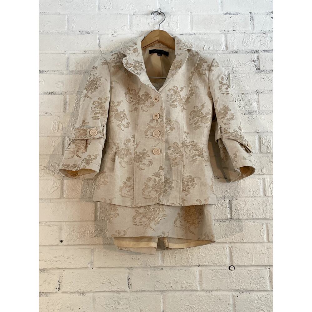 Anne Klein Champagne Skirt Suit Set | Wedding Special Occassion| Size 6P